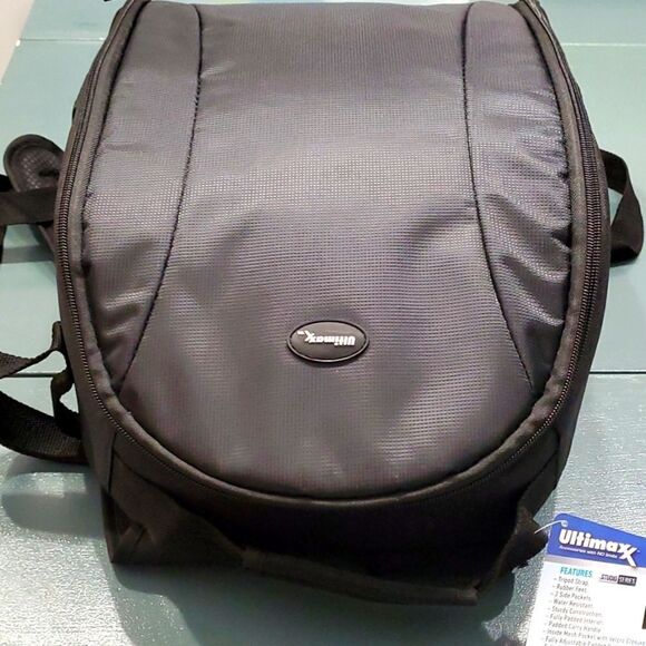 NWT, CAMERA BACKPACK. this bag is also complete with tripod. BY ultimaxx. Black - Picture 2 of 16